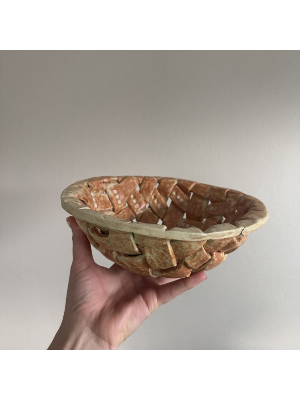 Basket Pie Crust Shaped Pottery Dish